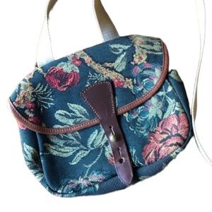 J&M Davidson Vintage Tapestry Green Floral Bag